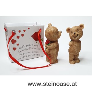 Teddy mit Rose in Geschenktüte